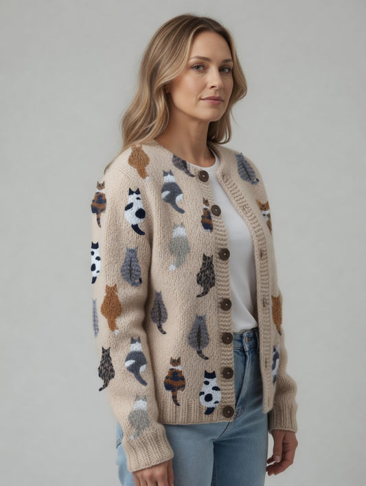 Marilyn | Soft Cat Pattern Cardigan