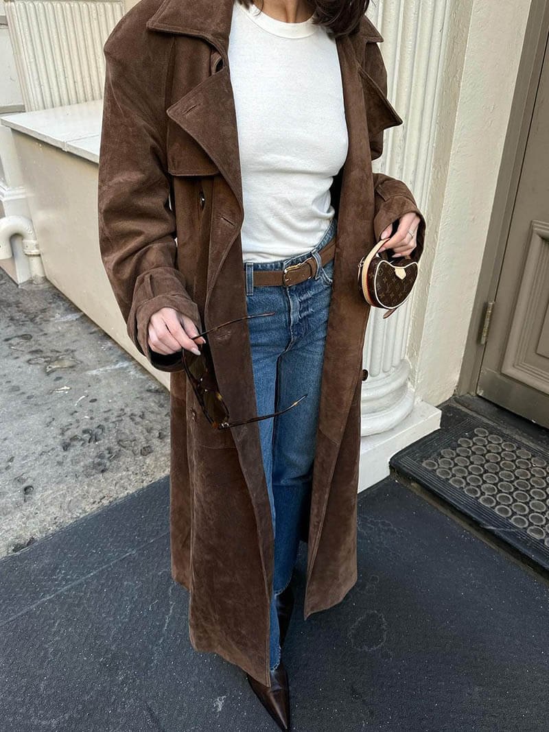 Sovelle™ – Luxe Suede Trench Coat
