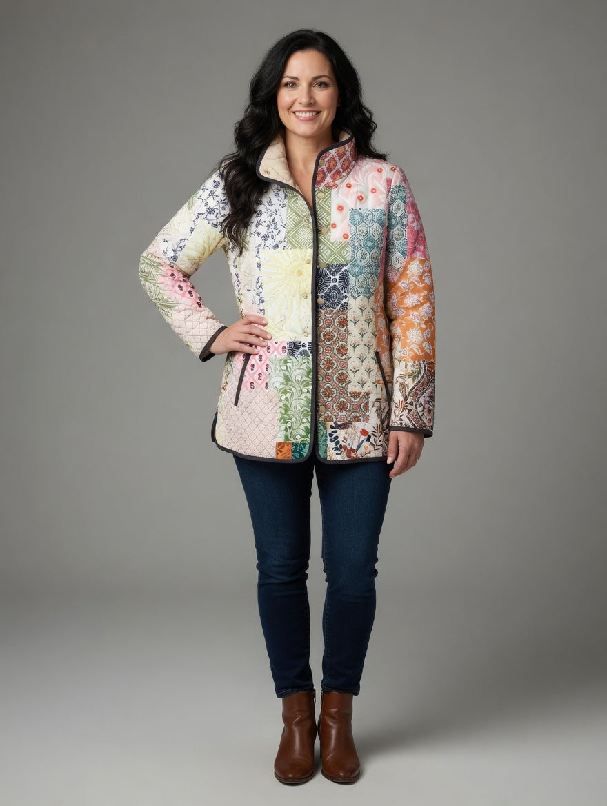 IVORY™ | Casual Floral Print Quilted Jacket