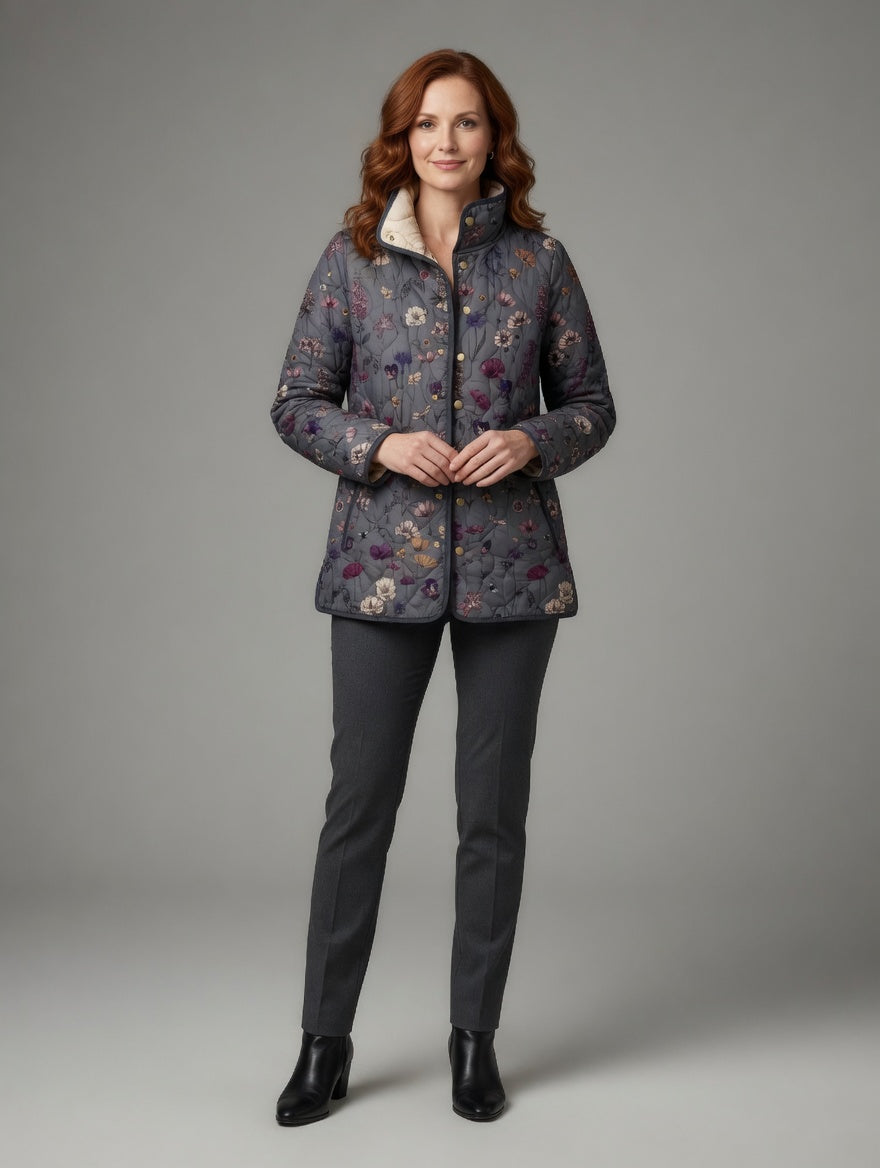 REINA™ | Quilted Jacket with Vintage Floral Print