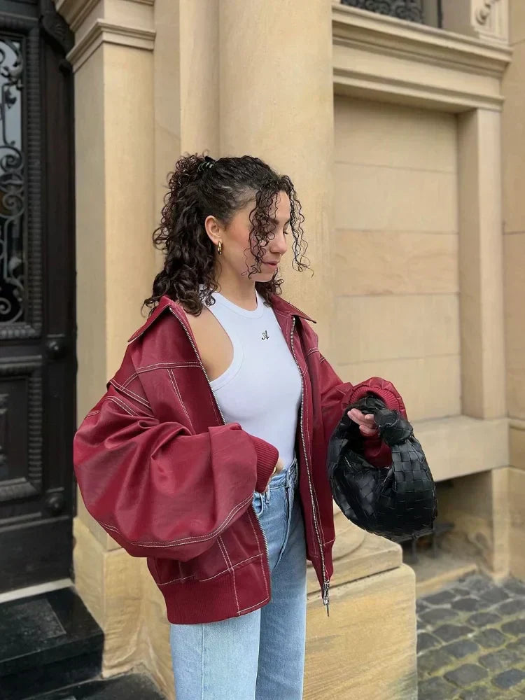 Celestine™ – Bold Faux Leather Jacket