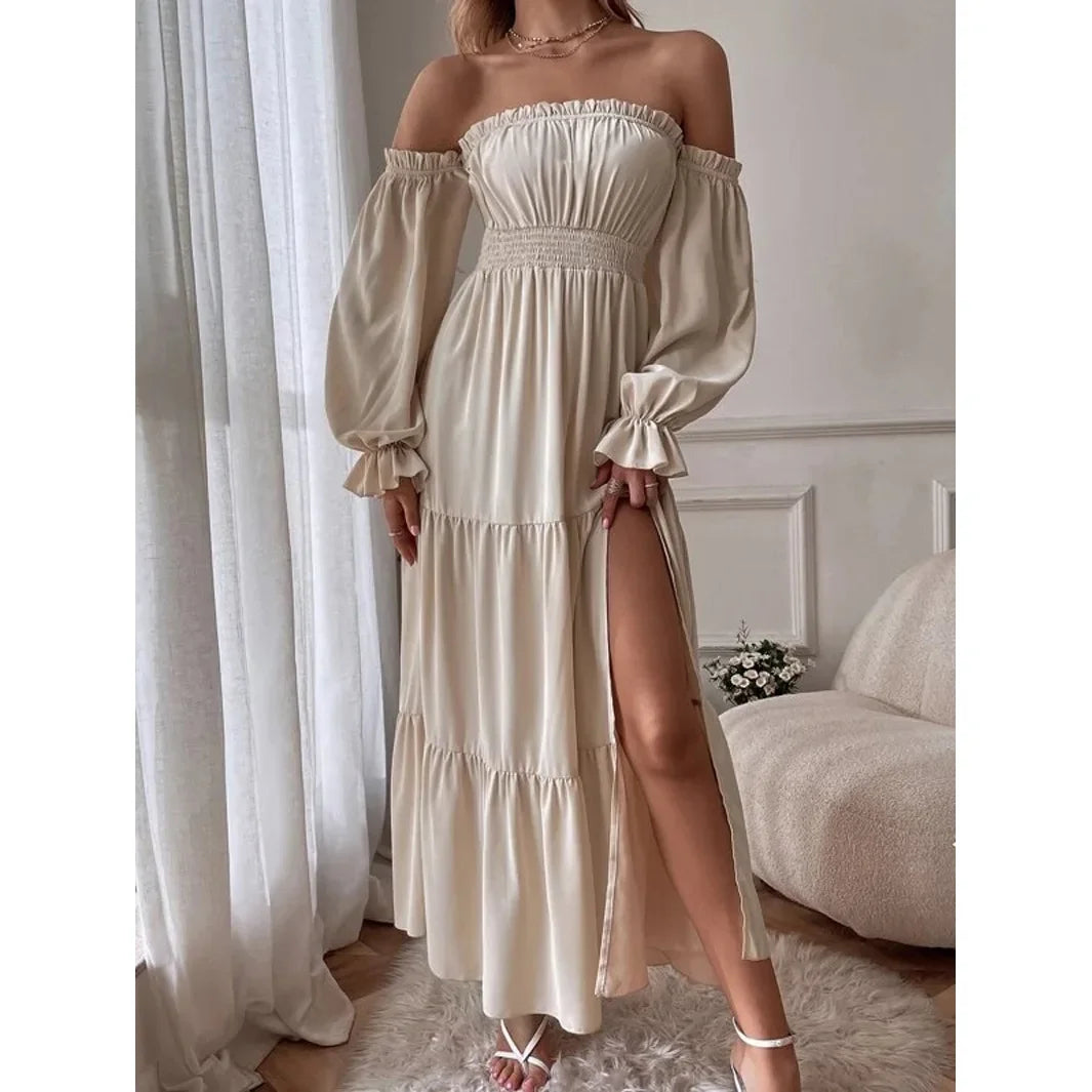 Elara – High-Slit Lace Evening Dress