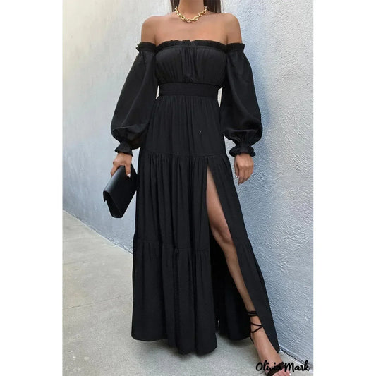Elara – High-Slit Lace Evening Dress