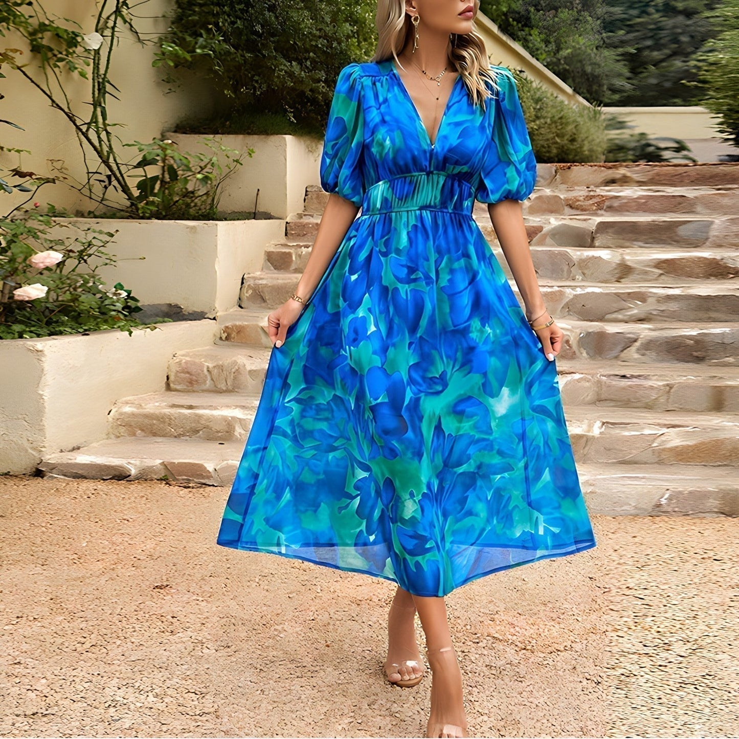 Elara – Floral Print Maxi Dress