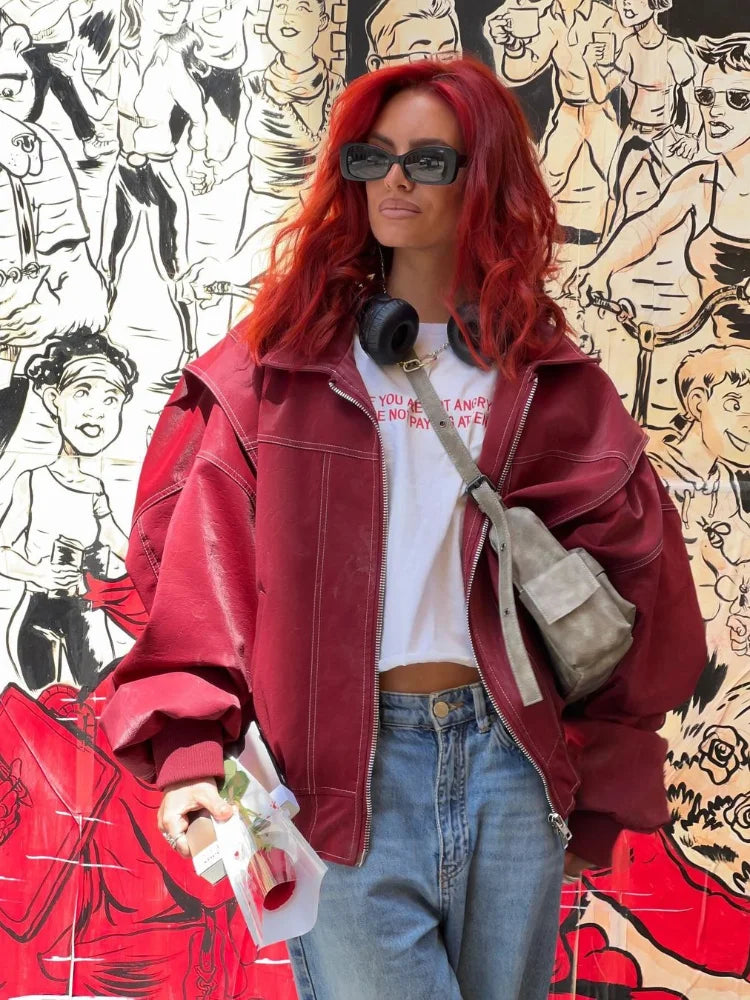 Celestine™ – Bold Faux Leather Jacket