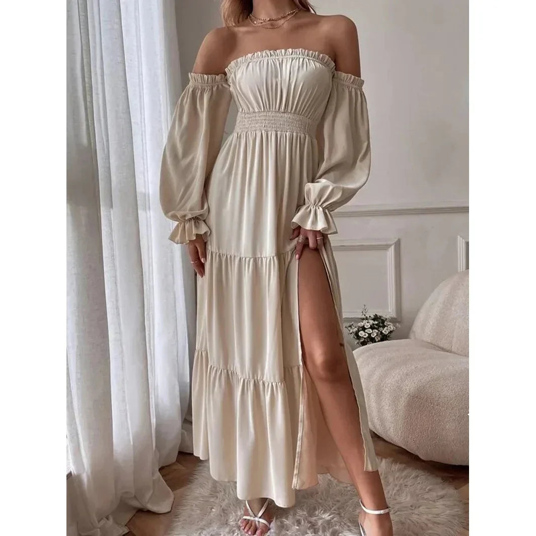 Elara – High-Slit Lace Evening Dress