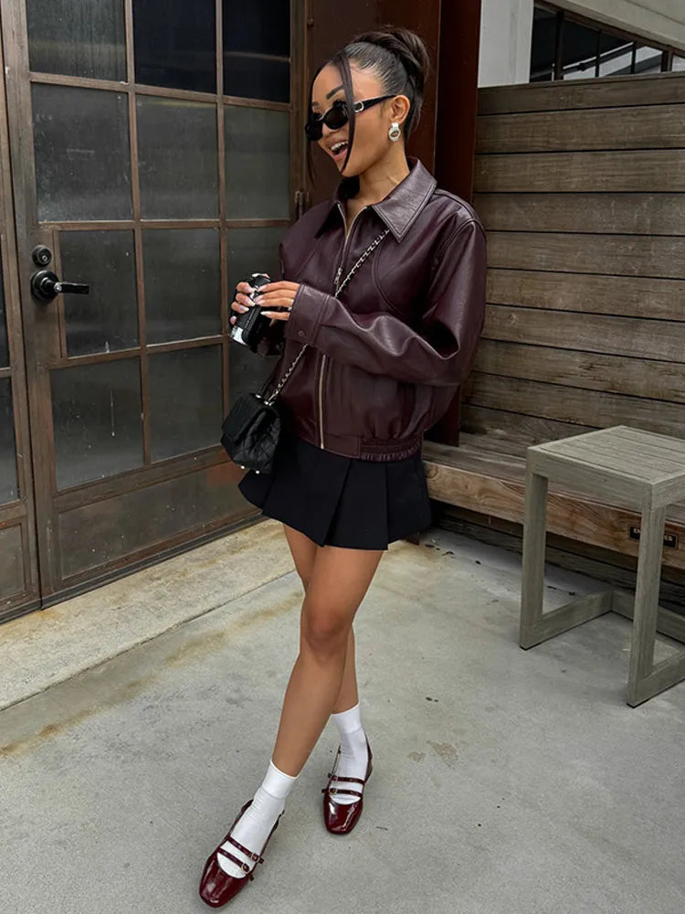 Serelle™ – Retro Faux Leather Jacket
