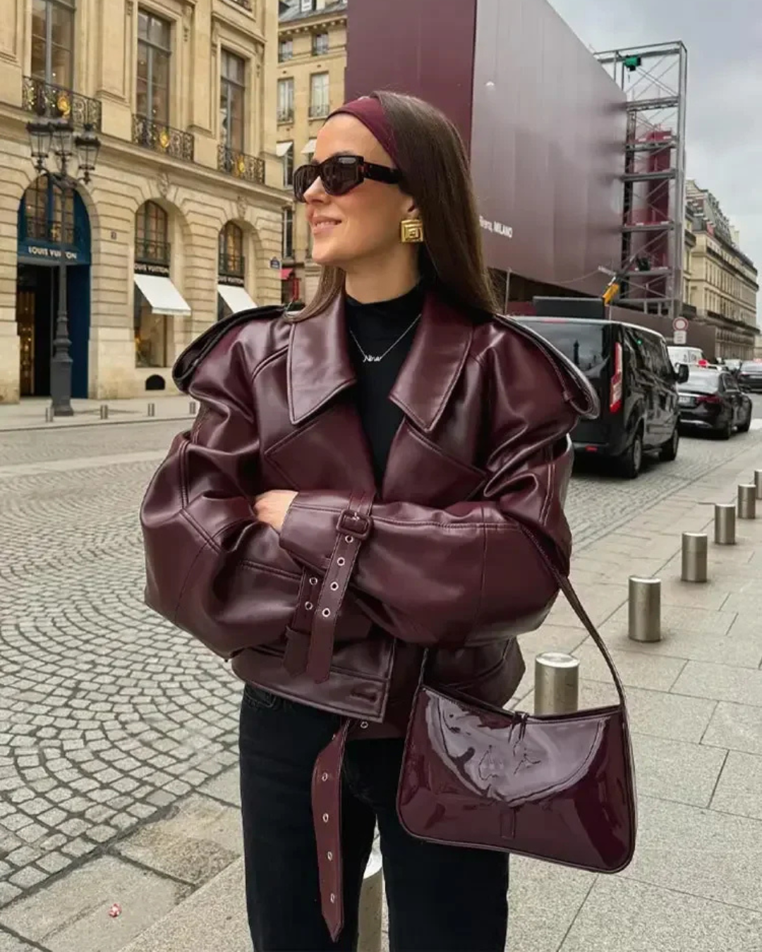Serelune™ – Burgundy Short Trench Coat