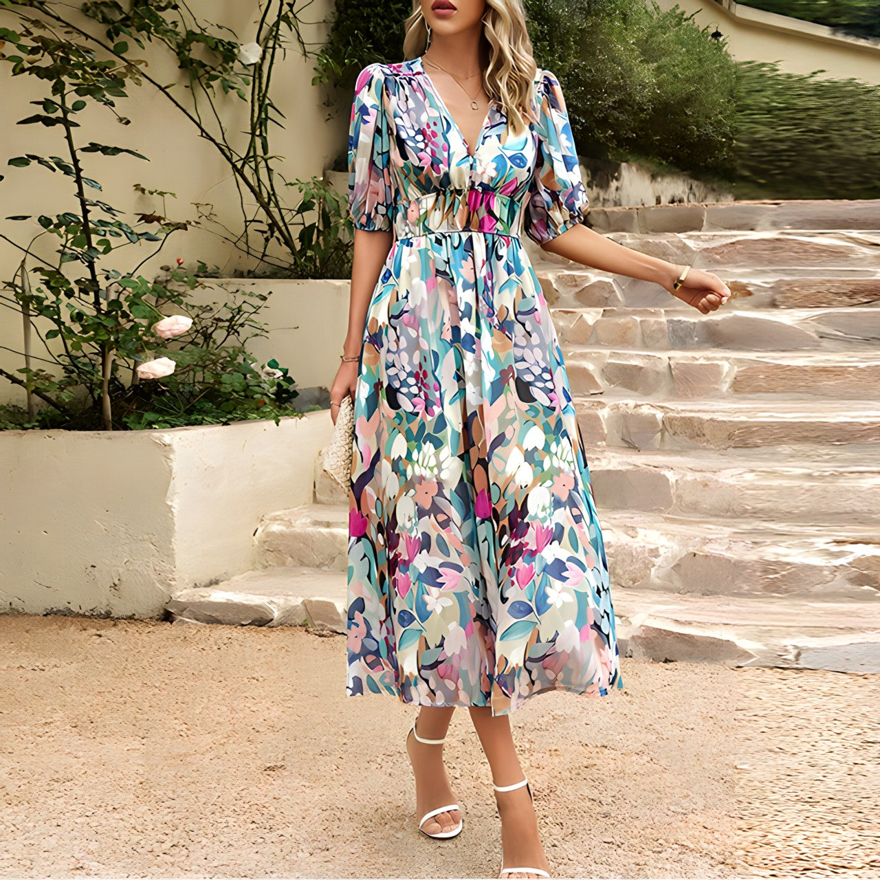 Elara – Floral Print Maxi Dress