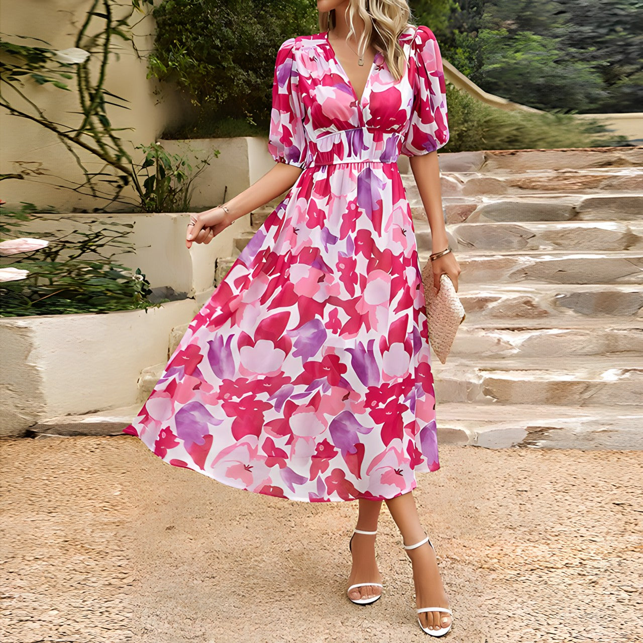 Elara – Floral Print Maxi Dress