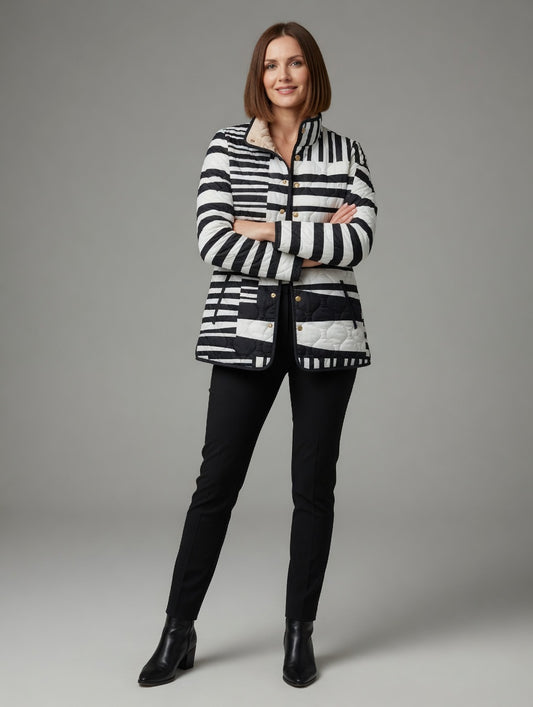ELODIE™ | Abstract Padded Jacket Black and White