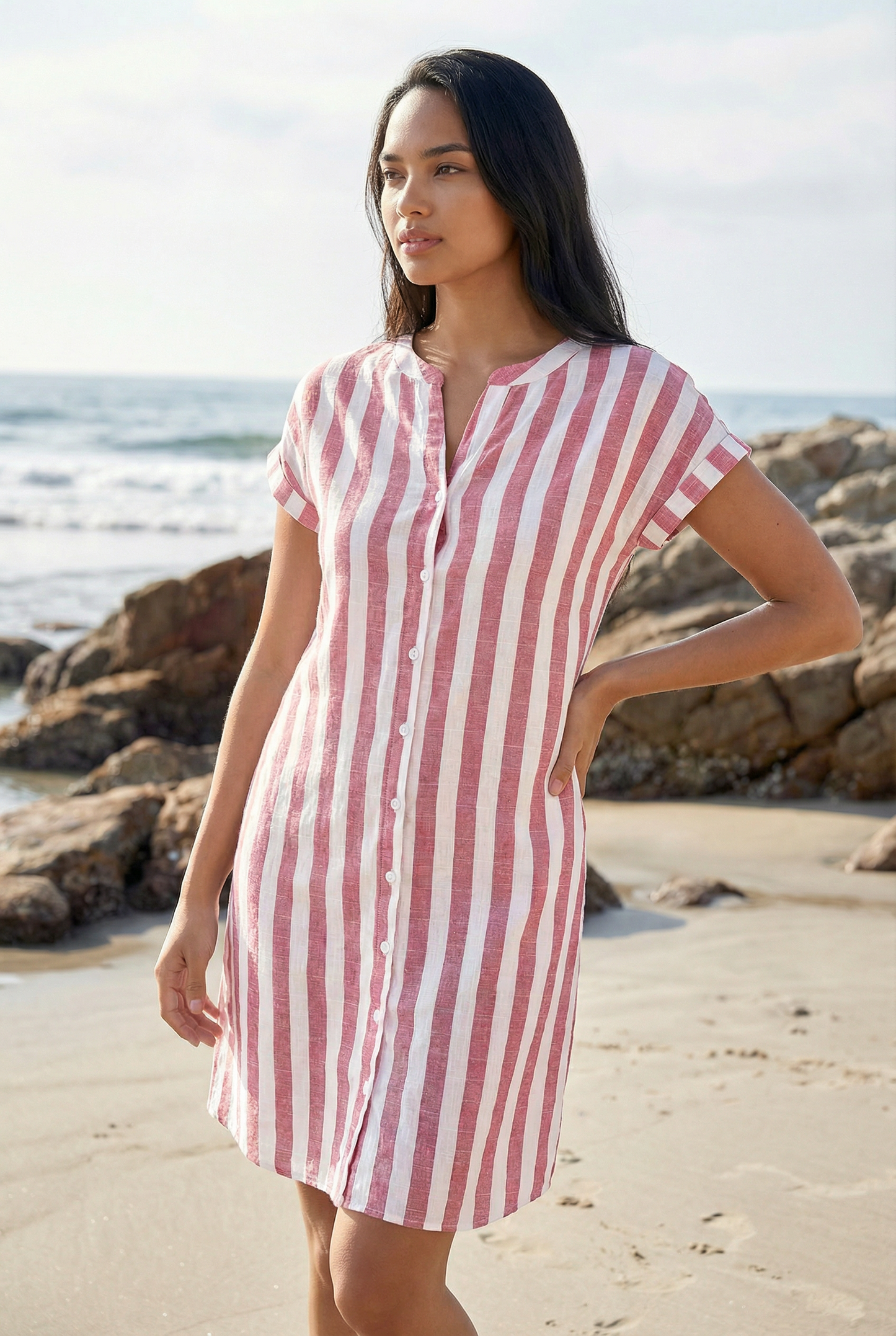 Grace | Coastal Chic – Lightweight Striped Shirt Dress