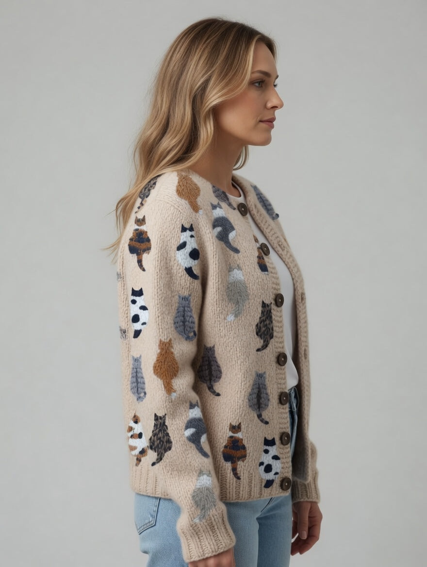 Marilyn | Soft Cat Pattern Cardigan