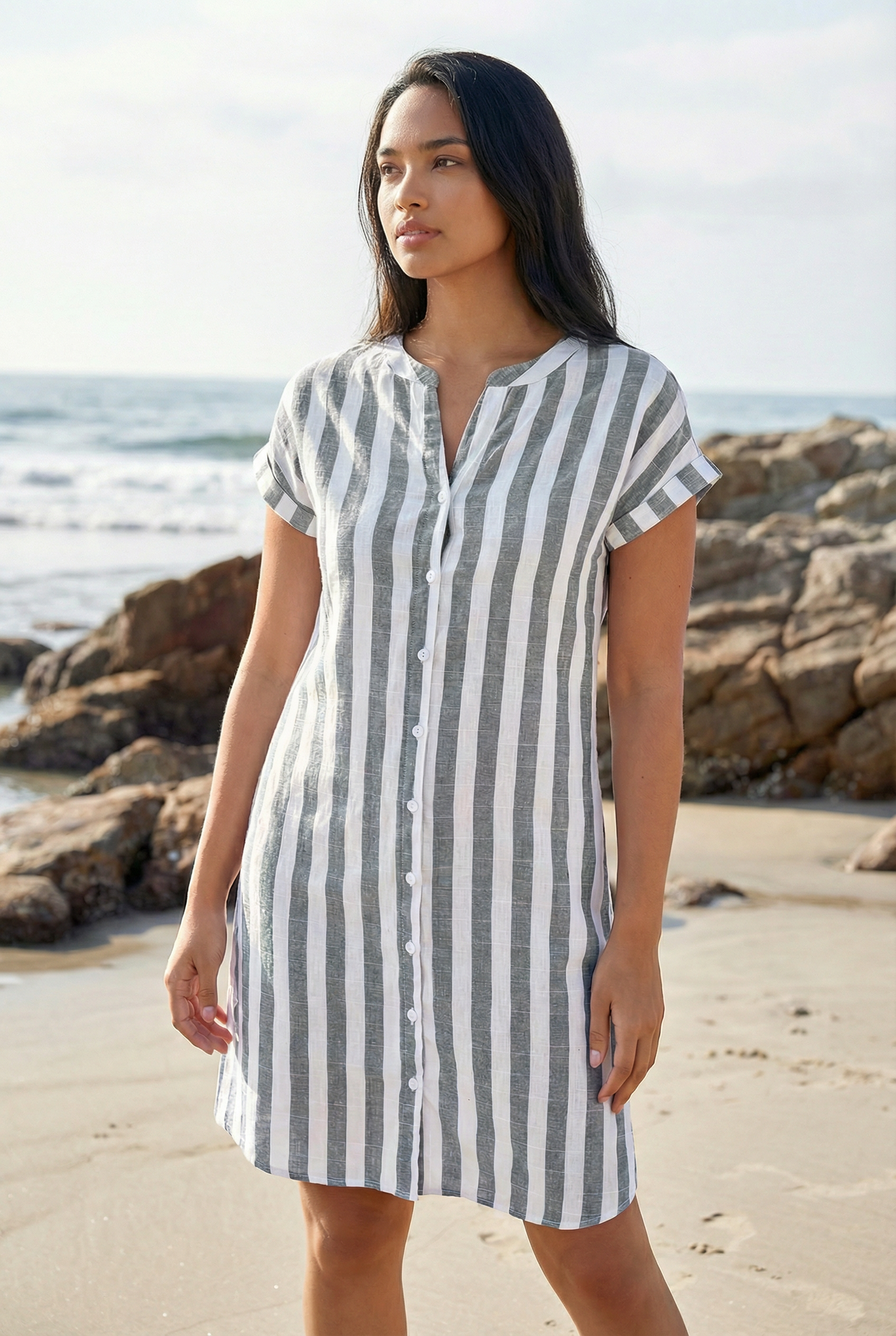 Grace | Coastal Chic – Lightweight Striped Shirt Dress
