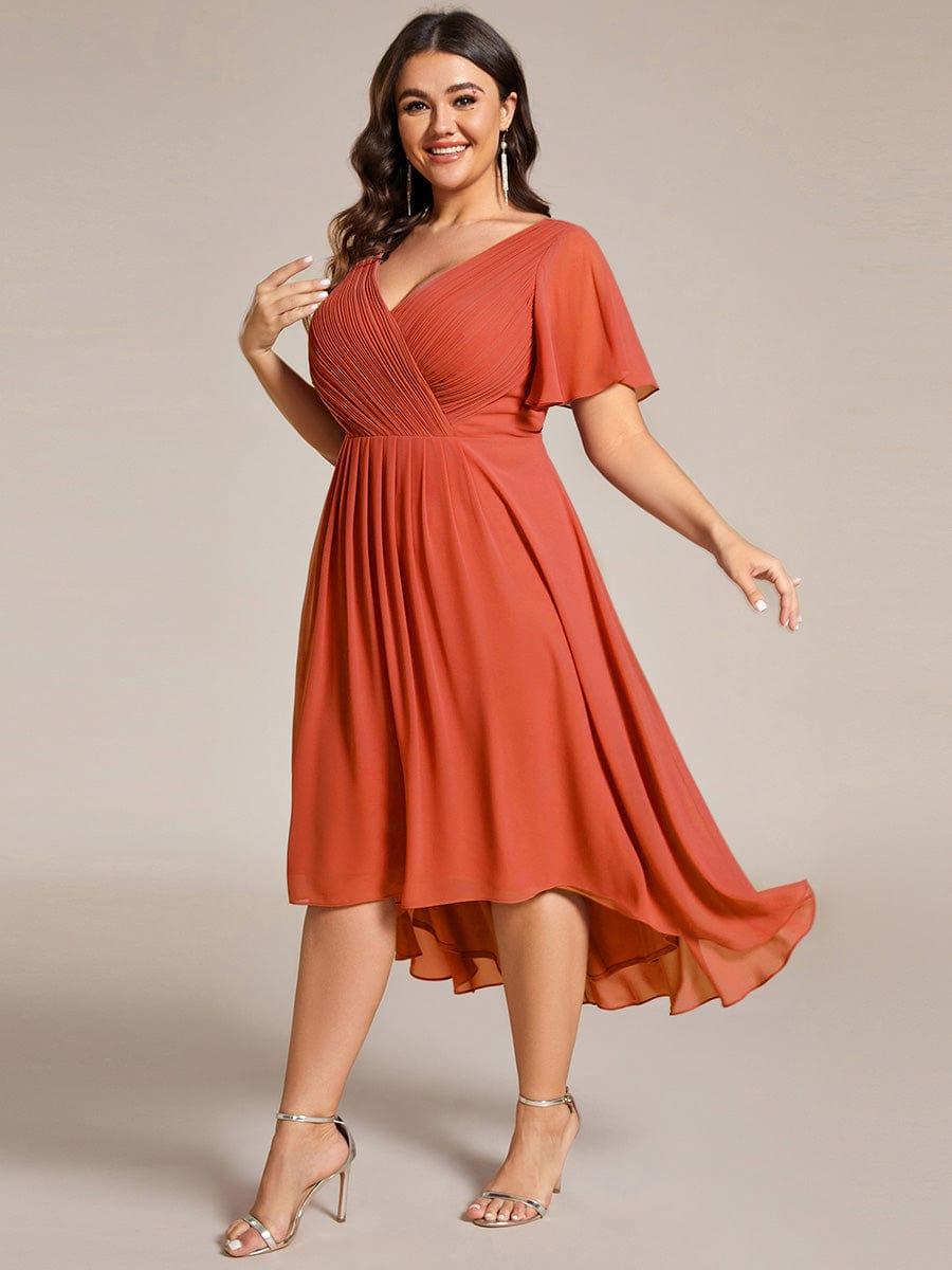 Zara – Plus Size V-Neck High-Low Chiffon Dress