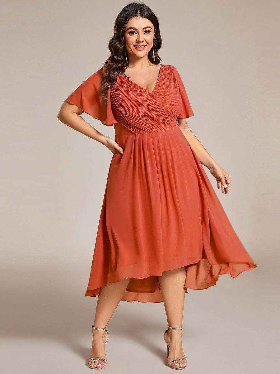 Zara – Plus Size V-Neck High-Low Chiffon Dress