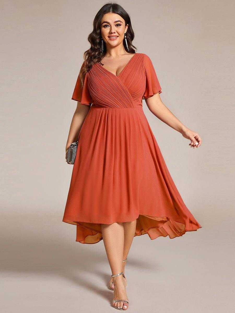 Zara – Plus Size V-Neck High-Low Chiffon Dress