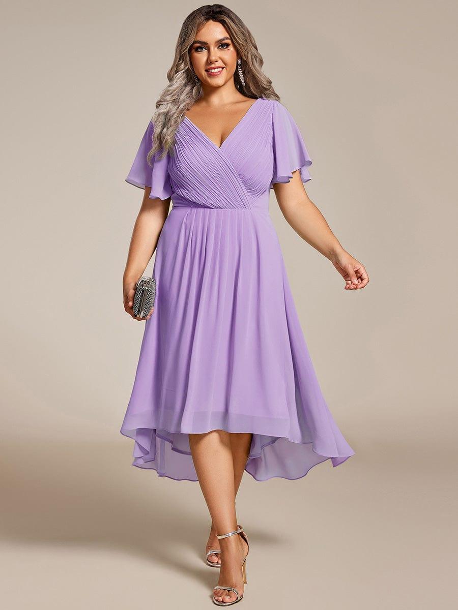 Zara – Plus Size V-Neck High-Low Chiffon Dress
