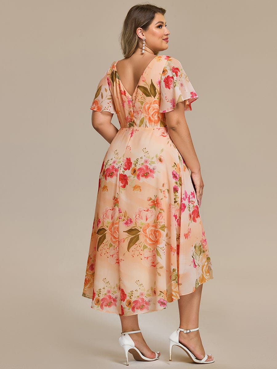 Zara – Plus Size V-Neck High-Low Chiffon Dress