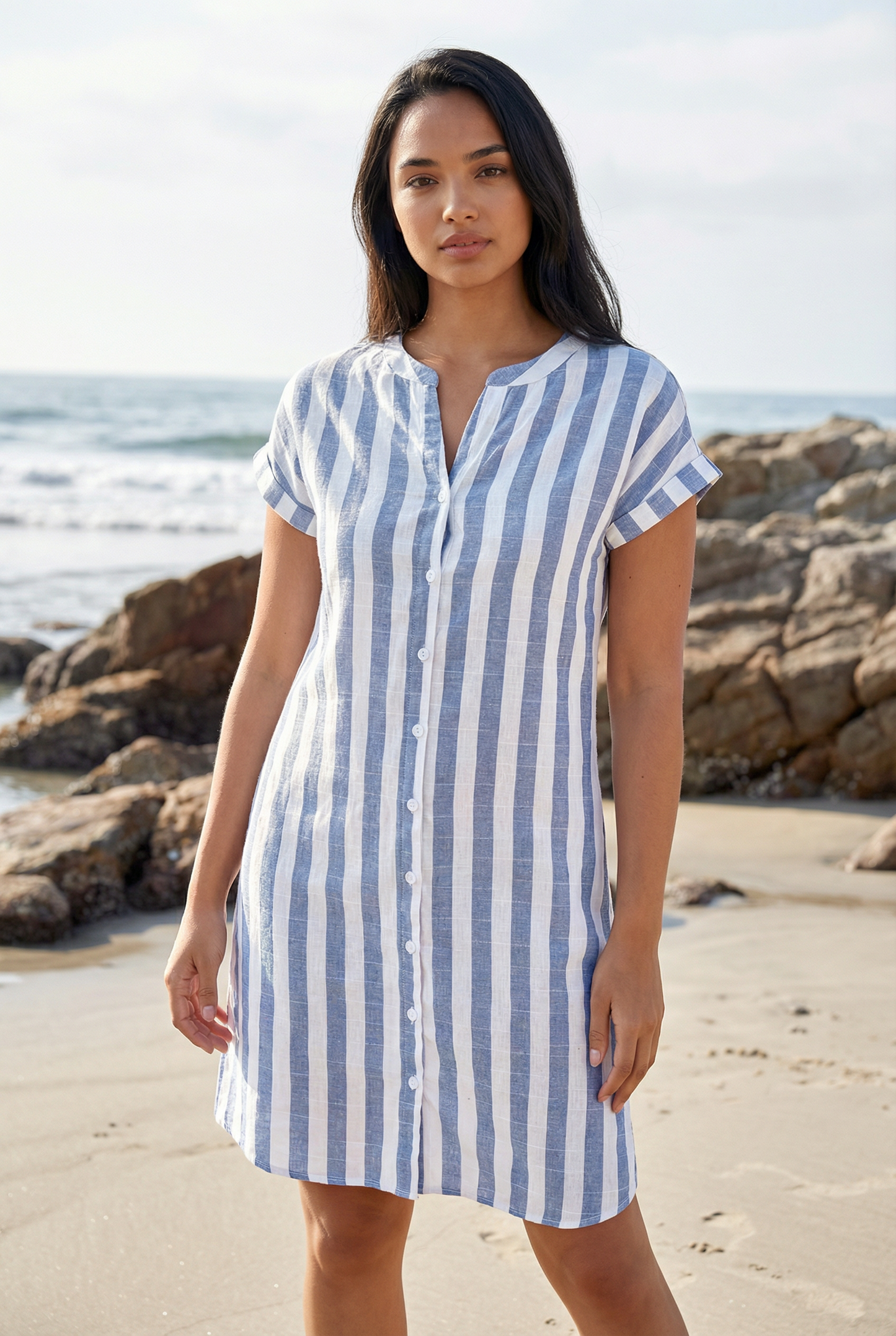 Grace | Coastal Chic – Lightweight Striped Shirt Dress
