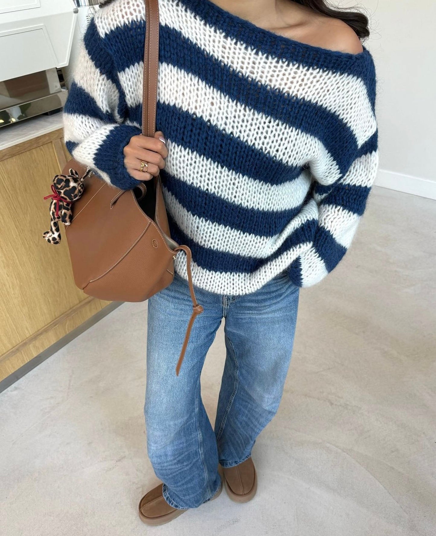 Celoren™ – Striped Off-Shoulder Sweater