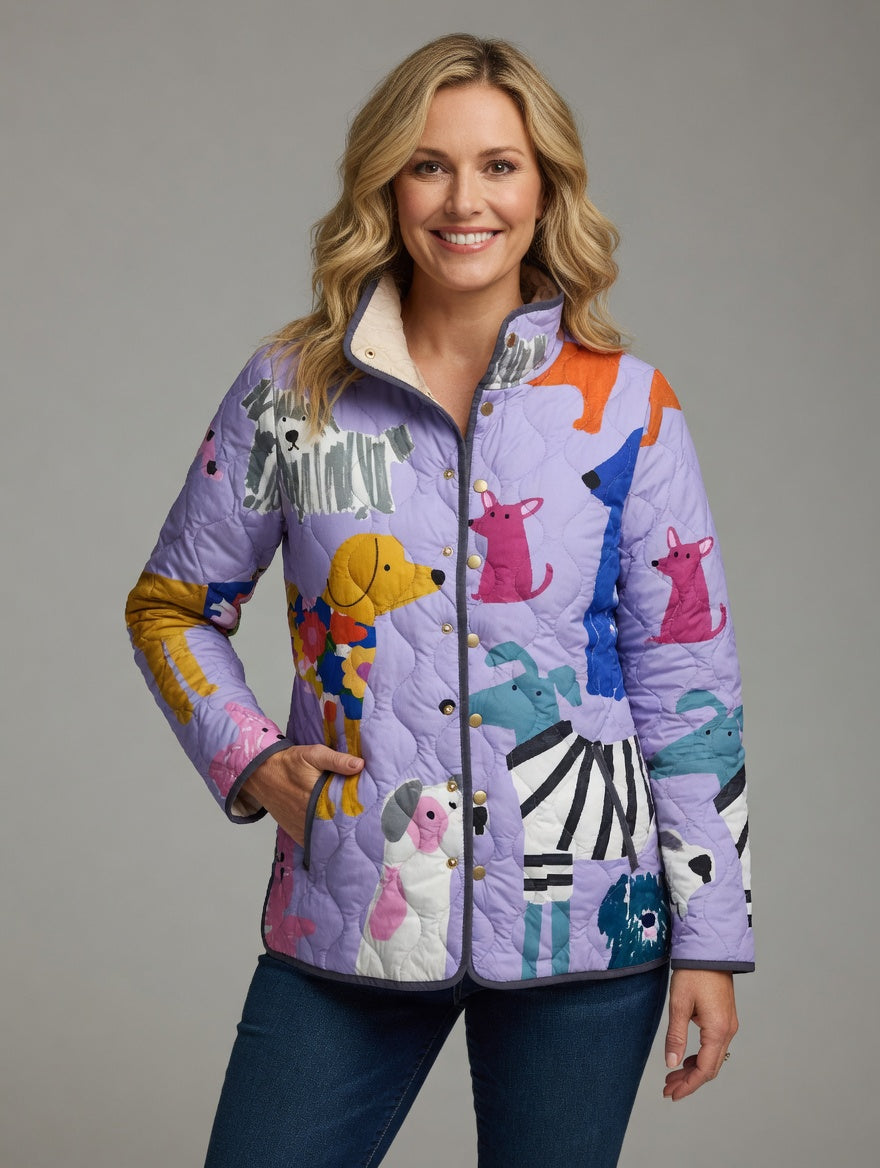 RAVEN™ | Casual Quilted Jacket with Dog Print